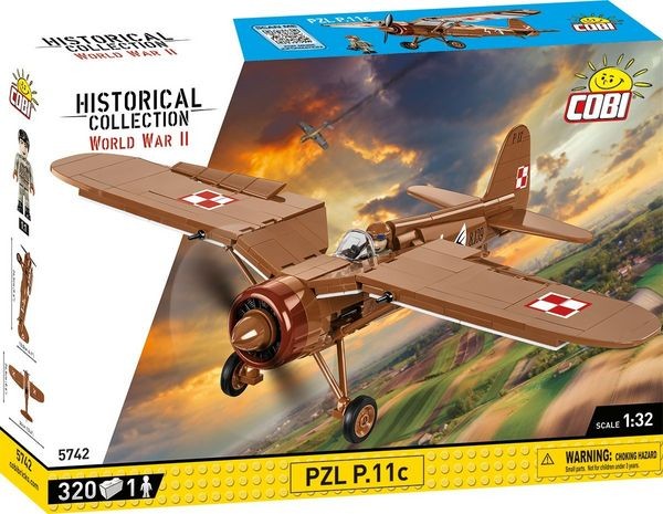 COBI Historical Collection 5742 - PZL P.11c Flugzeug WWII, 320 Bauteile