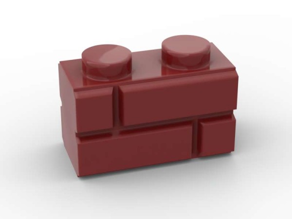 Brick, Modified 1 x 2 with Masonry Profile, Mauerstein, BrickBag mit 50 Stk - dark red