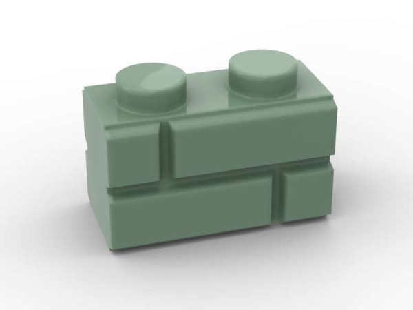 Brick, Modified 1 x 2 with Masonry Profile, Mauerstein, BrickBag mit 50 Stk - sand green