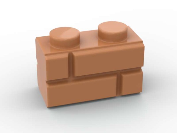 Brick, Modified 1 x 2 with Masonry Profile, Mauerstein, BrickBag mit 50 Stk - medium nougat