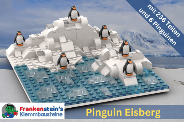 Frankensteins Pinguin Eis Insel mit 236 Teilen und 6 Pinguin Figuren