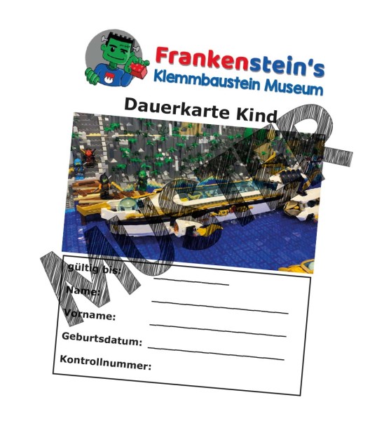 Frankensteins Klemmbaustein Museum Dauerkarte Kind