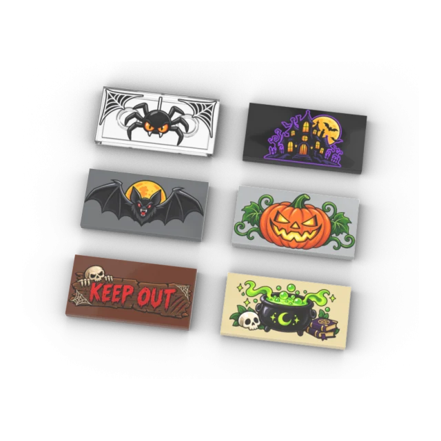 bedrucktes Halloween Fliesen Set 2x4 - 6 Stk
