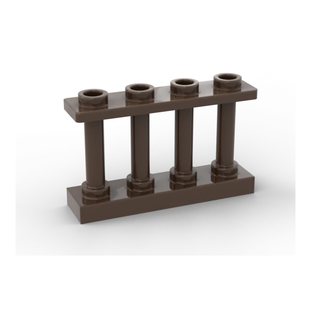 Zaunelement - Fence 1 x 4 x 2 Spindled with 4 Studs dark brown - 15332